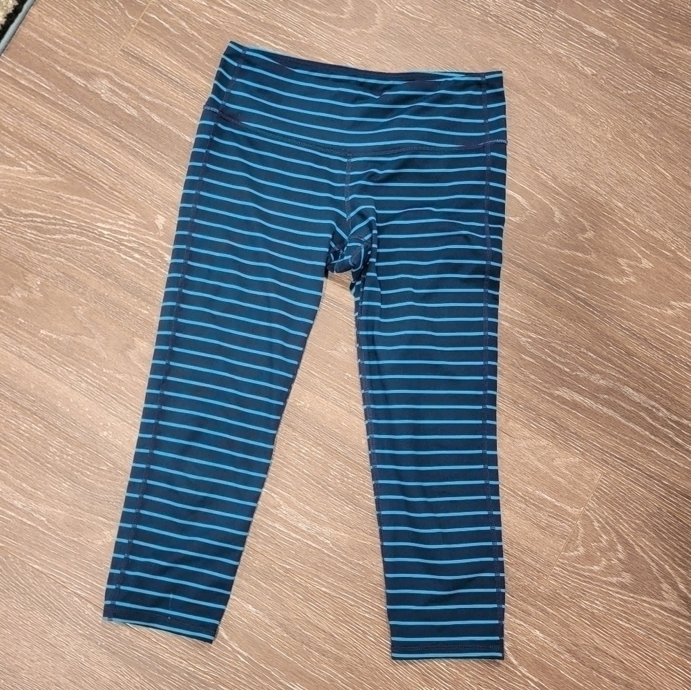 Athleta Blue toned Striped Athletic Leggings size Small